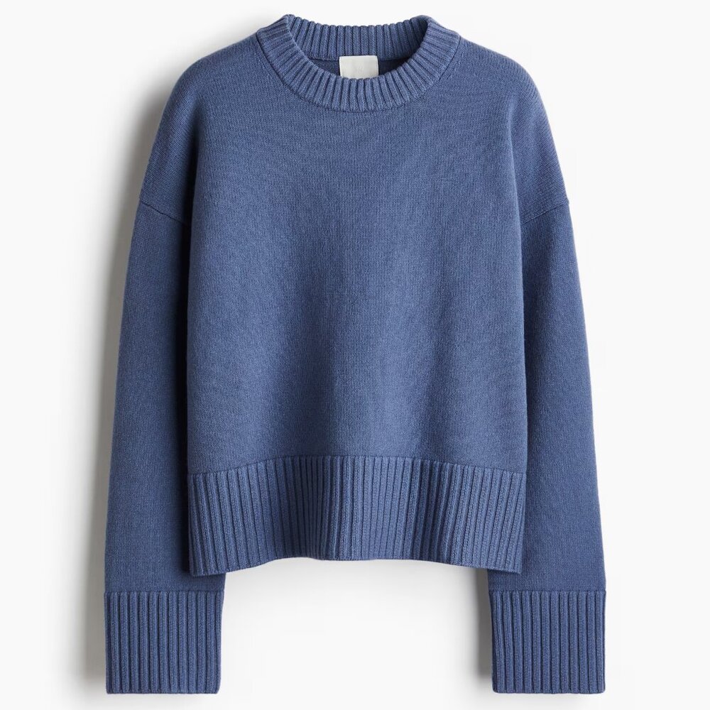 Dusty Blue Fine- Knit Sweater
